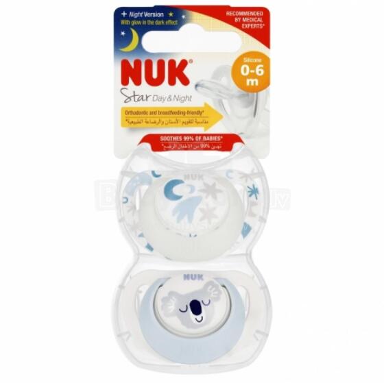 NUK 730692 Soothing Pacifier 2 pcs. 0-6m STAR D&N white/blue