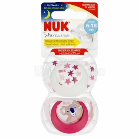 NUK 736727 Soothing Pacifier 2 pcs 6-18m D&N pink/white