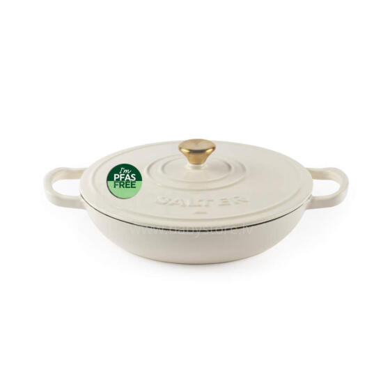 Salter BW13772C Chester 2.8L Shallow Cast Iron Casserole Pot 30 cm, Cream