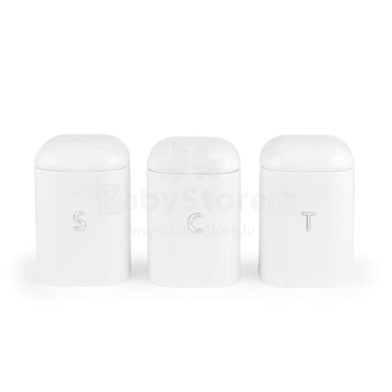 Salter BW14043EU7 Boston 3-Piece Canister Set, White