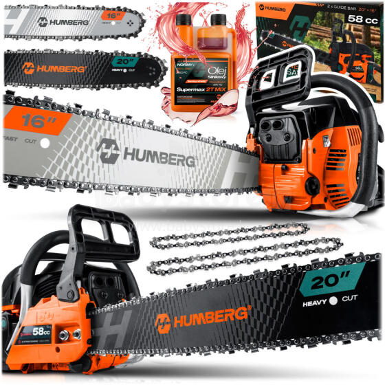 Gasoline Chainsaw Wood Cutter 16" Humberg HM-662 + Oil
