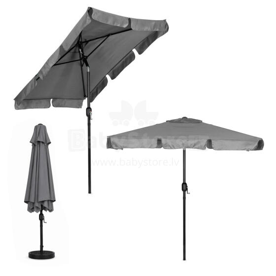 Prostokāna liels dārza saulessargs slīps salokāms ar rokturi pelēks 200x130 cm MultiGarden