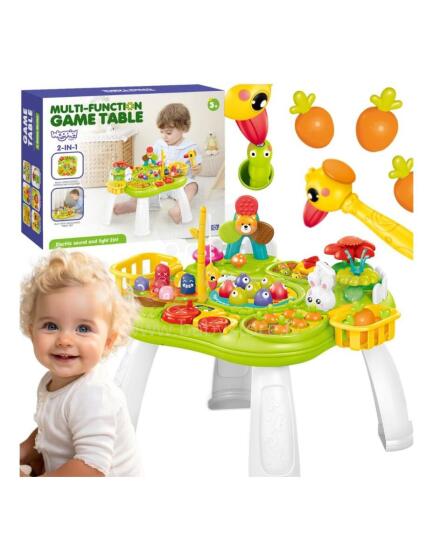 WOOPIE Educational Interactive Table 2in1 Fishing Game Hammer Sorter Sound Light