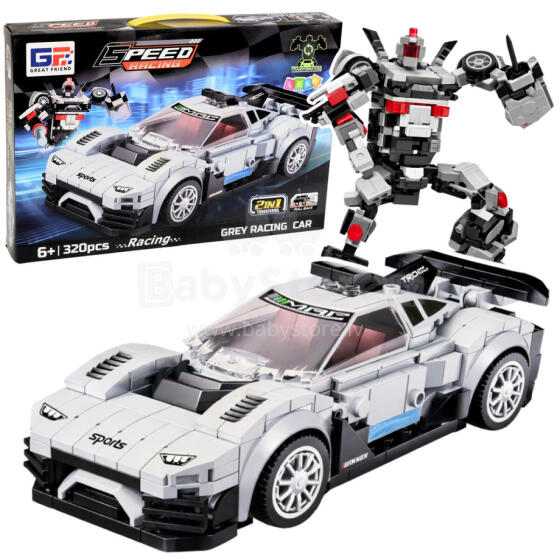 Construction Bricks Racing Car Robot 2in1 White 320 pcs.