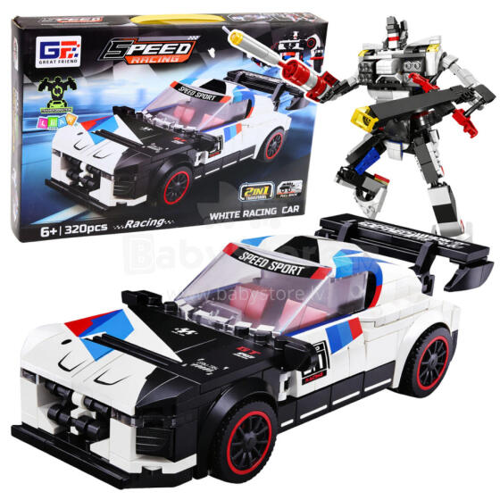 Construction Bricks Sports Car Robot 2in1 White 320 pcs.