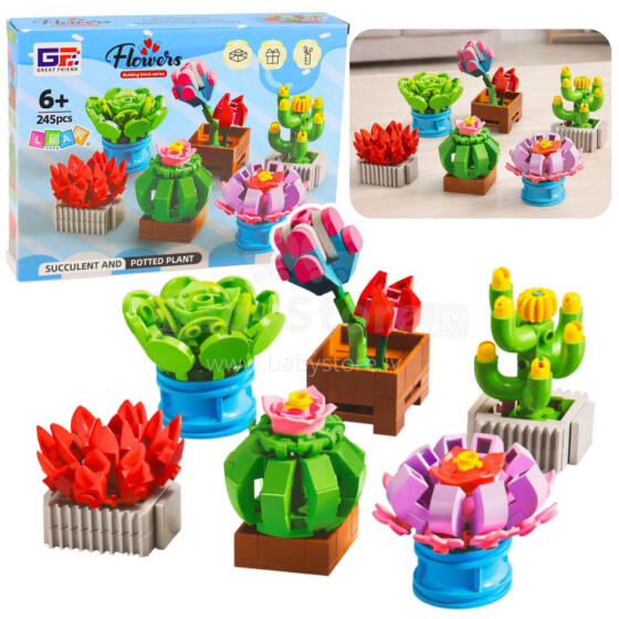 Construction Blocks Flowers Plants in Pots 6 Pieces 245 pcs.