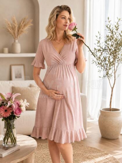Moonlight&Mama Maternity Dress Art.296157 Beige Short sleeve maternity/nursing nightgown