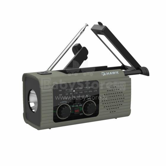Hawk HWRDI410GN Radio Solar Dynamo With Flashlight