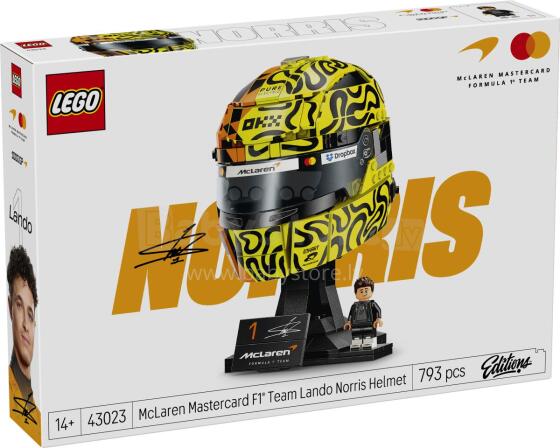LEGO izdevumi McLaren Mastercard F1 komanda Lando Norris ķivere