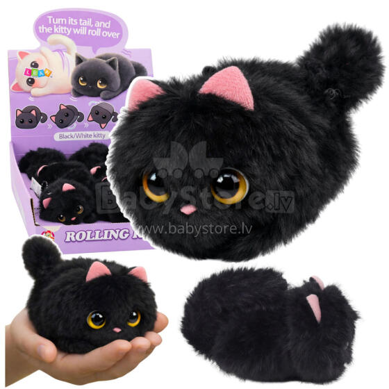 Plush Black Kitten with Wagging Tail and Squeaking Sounds Keychain 9 cm