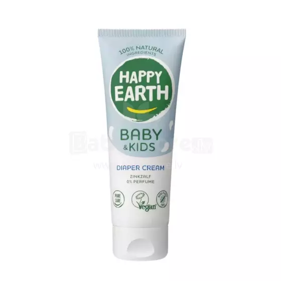 Happy Earth Diaper Cream Art.296498 100% dabīgs ādu aizsargājošs, bez aromāta autiņbiksīšu krēms, 75 ml