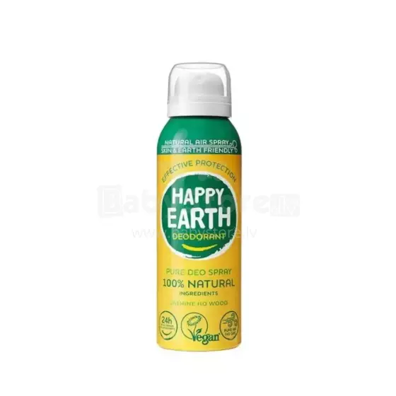 Happy Earth Deodarant Art.296501 aerosol-free 100% natural deodorant with jasmine Ho wood scent, 100ml