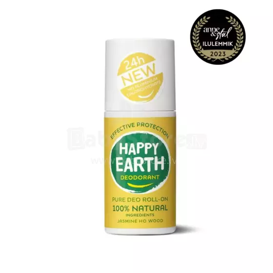 Happy Earth Roll-On Art.296507 100% dabisks rullīša dezodorants ar apburošu jasmīna un Ho koka aromātu, 75ml