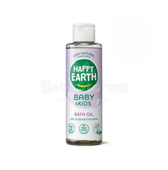Happy Earth Bath Oil  Art.296509 100% dabīga mitrinoša vannas eļļa ar mandeļu, jojobas un saulespuķu eļļām zīdaiņiem un bērniem, 150ml
