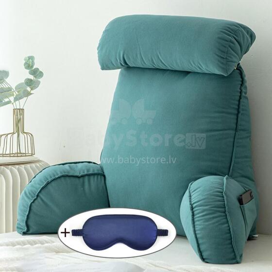 Basic CS Lline Care & Support Large Reading Pillow  Art.296548 Emerald Green Daudzfunkcionāls  muguras atbalsta spilvens ar noņemamu kakla spilvenu