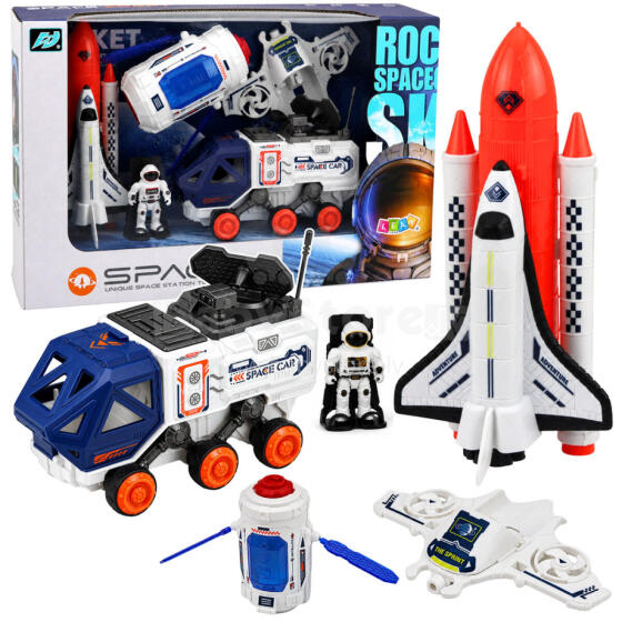 Space Set Rocket Shuttle Drone Astronaut Satellite Vehicle