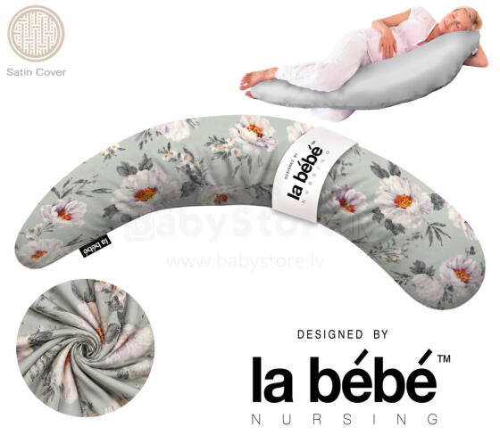 La Bebe™ Moon Satin Art.3355 Grey Дополнительный сатиновый чехол из хлопка для подушки-подковы для беременных 36x185 см