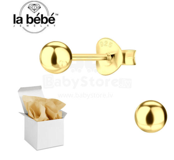 La Bebe™ Pure Silver 925 Classic Lumière Studs Art.2203472 Серебряные серьги-гвоздики позолоченные