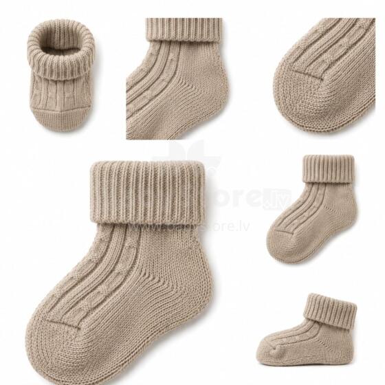 So Cute Wool Natural Eco Socks Art.296295 Beige Натуральные шерстяные носочки для новорожденного