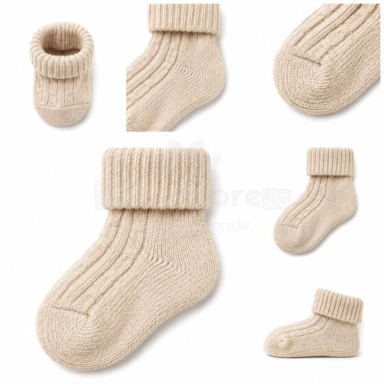 So Cute Wool Natural Eco Socks Art.296926 Light Beige Natural wool socks for newborns