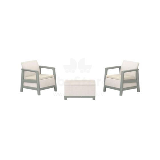 Garden furniture set Scandi Linea Balcony Set pebble grey/sage green stone tone