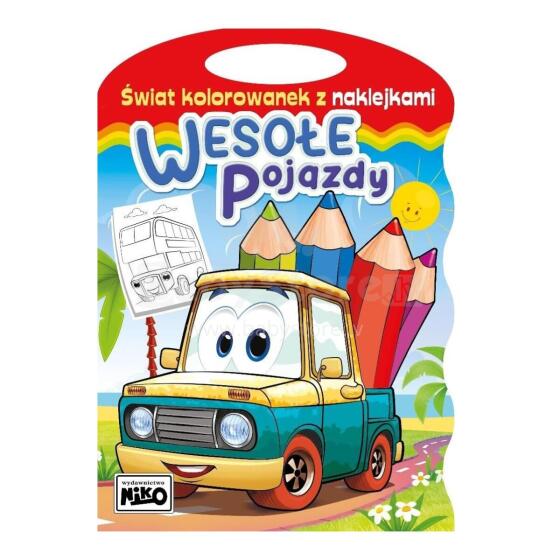 KOLOROWANKI Z NAKLEJKAMI WESOŁE POJAZDY