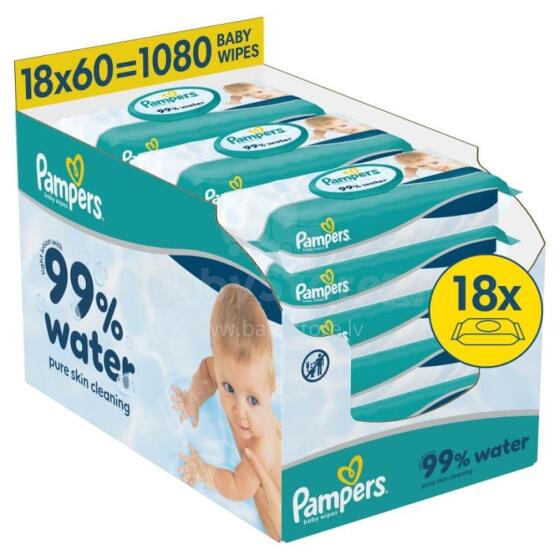 Pampers Aqua mitrās salvetes zīdaiņiem, 18 iepak., 1080 gab.