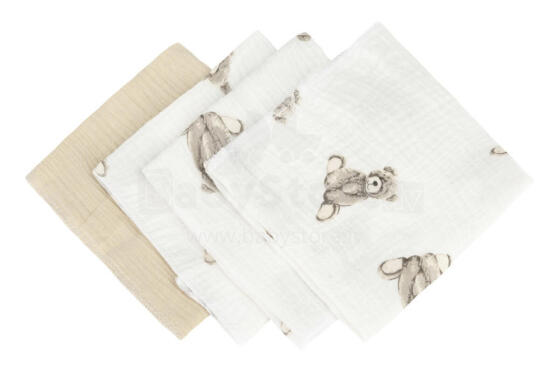 DROP DIAPER CRUSHED MUSLIN 30x35 PACK OF 4 TEDDY BEIGE