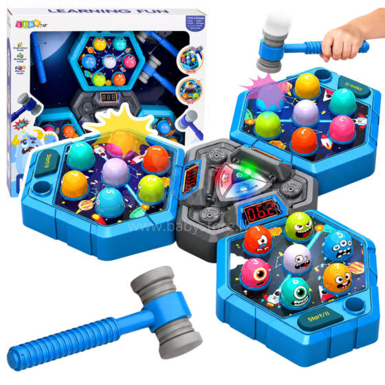 Whack-A-Mole Creatures Arcade Game For 3 Players 3 Modes Glowing Hammers