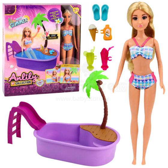 Anlily lelle ar baseinu, slaidu un pludmales aksesuāru komplektu