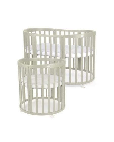 Waldin Oval Baby Collection Bed Crib  7 in 1 Art.297544 Olive  Koka ovāla daudzfunkcionāla gulta 7 vienā ar matraci