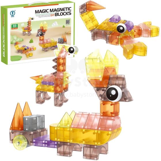 KLOCKI MAGNETYCZNE ZWIERZĘTA 68 ELEMENTY