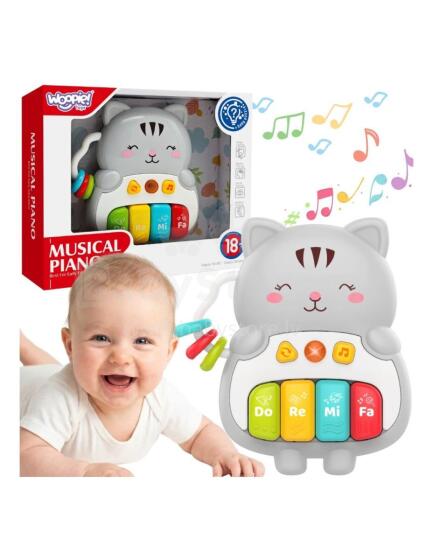 WOOPIE BABY Interaktīvā klavieru kaķa mūzikas instrumenti skaņas gaisma 18m+