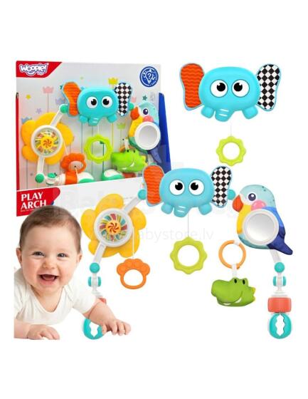 WOOPIE BABY Sensory Arch with Toys for Crib and Stroller Elephant Parrot