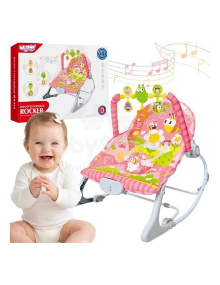 WOOPIE BABY šūpuļkrēsls ar vibrācijām un rotaļlietu stieni rozā