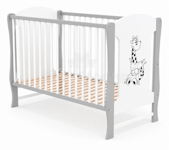 Elf Bed Zephyr Art.298041 White\Grey Bērnu koka gulta 120x60cm