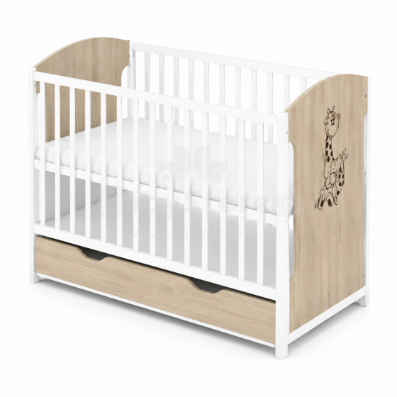 Elf Bed Meadow Drawer Art.298056 White\Pine Bērnu koka gulta ar atvilktni 120x60cm