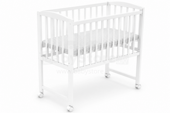 Elf Bed Mist Art.298059 White Bērnu koka šupulis gulta ar riteņiem 90x40cm