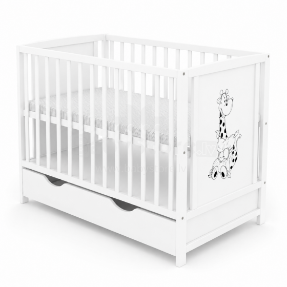 Elf Bed Bloom Drawer Art.298072 White Bērnu koka gulta ar atvilktni 120x60cm
