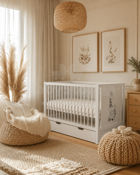 Elf Bed Bloom Drawer Art.298072 White  Детская деревянная кроватка с выдвижным ящиком 120x60см