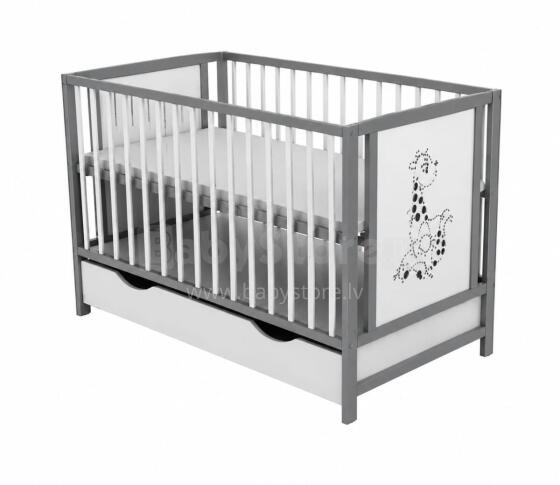 Elf Bed Bloom Drawer Art.298073 White/Grey Bērnu koka gulta ar atvilktni 120x60cm