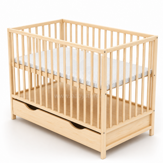 Elf Bed Сlassic Drawer Art.298085 Natural Bērnu koka gulta ar atvilktni 120x60cm