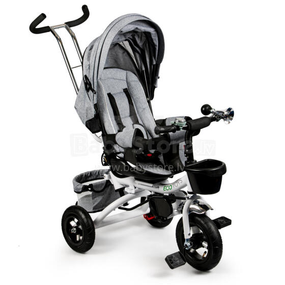 360° Rotējošs Trīsritenis Deluxe ar Jumtu Pelēks ECOTOYS