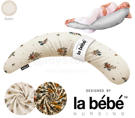 La Bebe™ Moon Satin Art.33557 Grey Двусторонний дополнительный чехол из хлопкового сатина для подушки для беременных 36×185 см