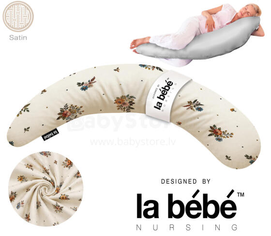 La Bebe™ Moon Satin Art.996510 Liels grūtnieču un barošanas spilvens ar Memory Foam pildījumu (īpaši mīksts un kluss, ķermenim pielāgojošs pildījums) 36×195 cm