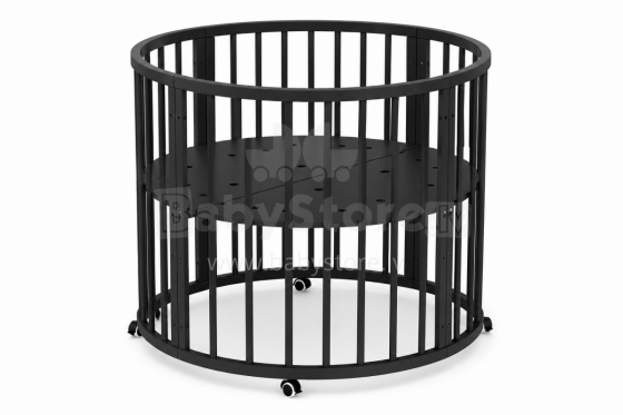 Elf Bed Crib Roundy  Art.298158 Black  Apaļa koka gultiņa