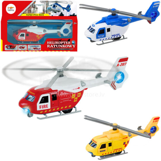 HELIKOPTER RATUNKOWY METALOWY PULL BACK