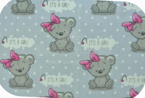 Diaper - 594- FLANNEL PRINT - EGA -  GIRL - GREY- size 70x80 cm