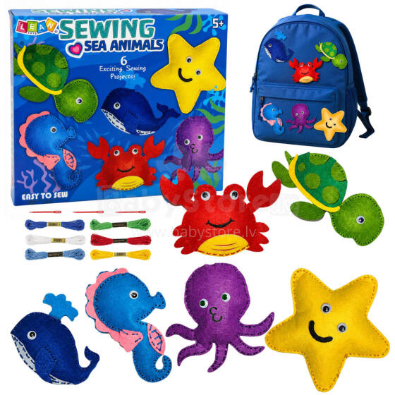 Creative Kit Stuffed Animals for Sewing Felt DIY Sea Animals 6 pcs.