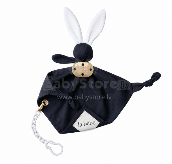 La Bebe™ Sleep Comforter Gift Set Art.299202 Black Bunnies Mягкая тряпочка для сна+Держатель для пустышки